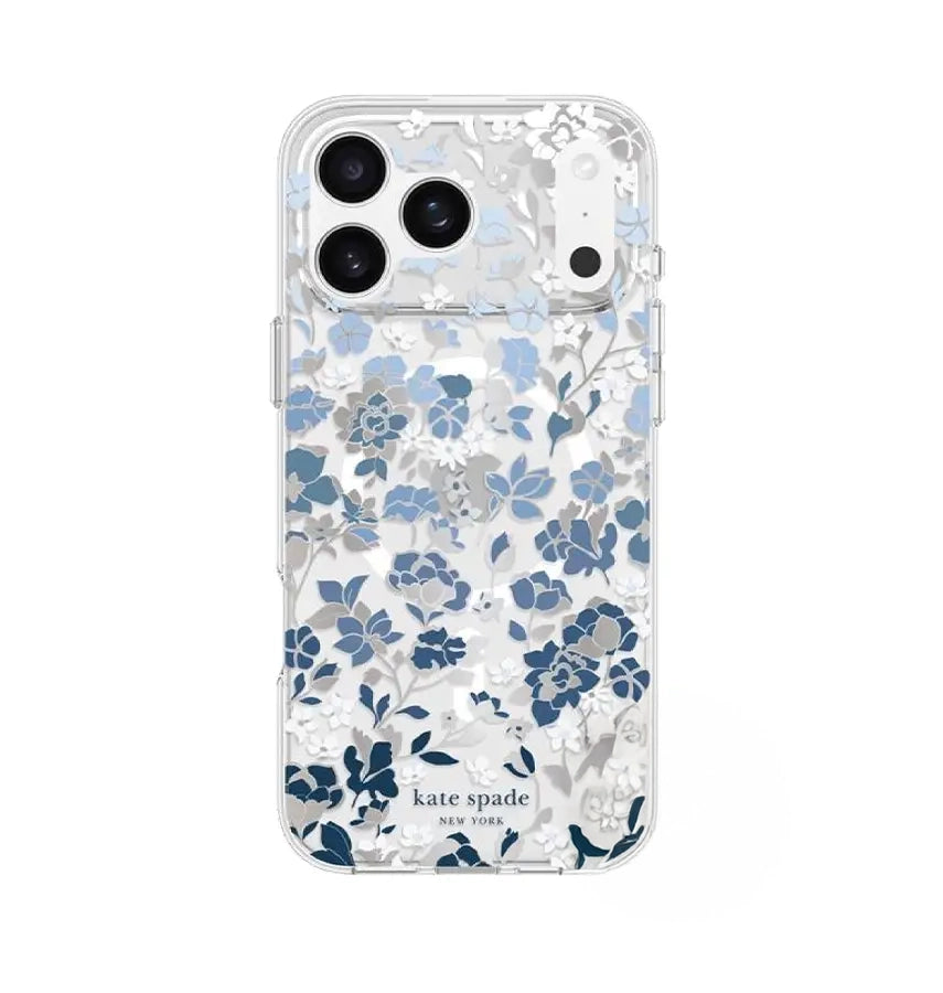 iPhone 17 Pro Max MagSafe Case – Clear/Blue | Kate Spade Floral Stylish Floral Design, Slim Fit, MagSafe Compatible image 0