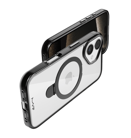iPhone 16 Stellar Stand Case - Black | Built In Adjustable Kickstand, Shockproof Back Cover image 1