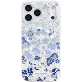 iPhone 18 Pro Kate Spade Flowerbed Blue Case - Clear/Blue | MagSafe Cover with Crystal Embellishments