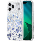 iPhone 18 Pro Kate Spade Flowerbed Blue Case - Clear/Blue | MagSafe Cover with Crystal Embellishments