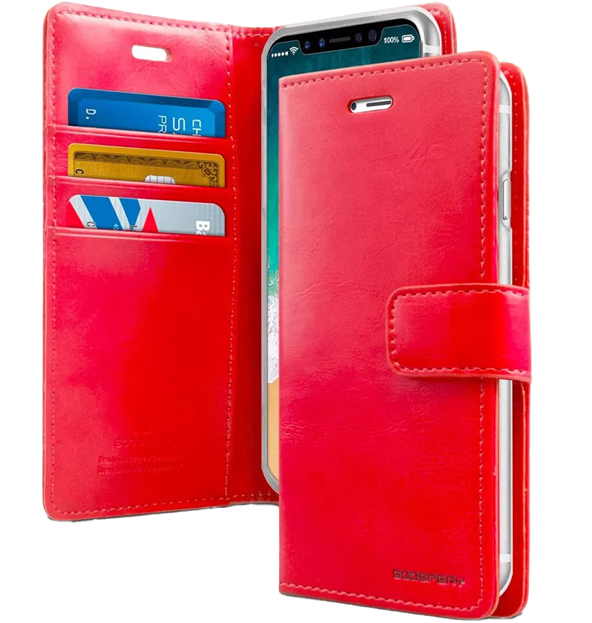 iPhone 12/12 Pro Mercury Bluemoon Wallet Case - Classic Red | Magnetic Closure Flip Cover with 3 Card Slots image 0
