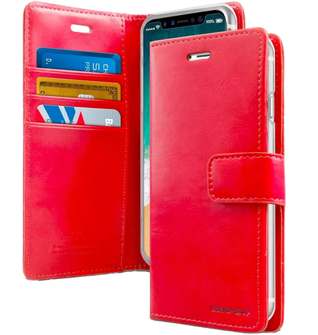 iPhone 12/12 Pro Mercury Bluemoon Wallet Case - Classic Red | Magnetic Closure Flip Cover with 3 Card Slots image 0