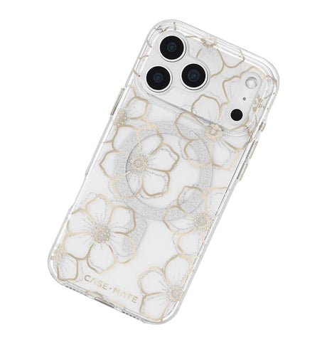 iPhone 17 Pro Max Floral Gems MagSafe Case – Gold | Case-Mate Stylish Protective Cover with Slim, Durable & Drop Protection image 1
