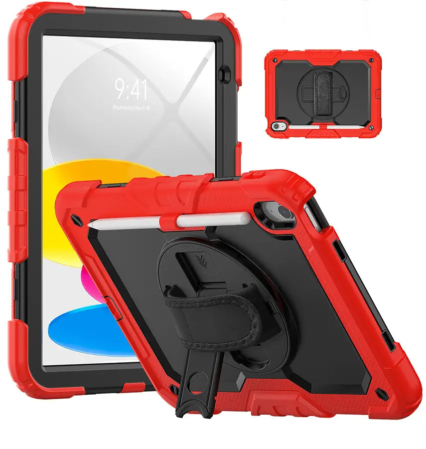 Apple iPad 10.9 (10th Gen) Case - Red |Survivor Generic Rugged Case with Hand Strap, Shockproof & Scratch - Resistant Protective Cover image 0