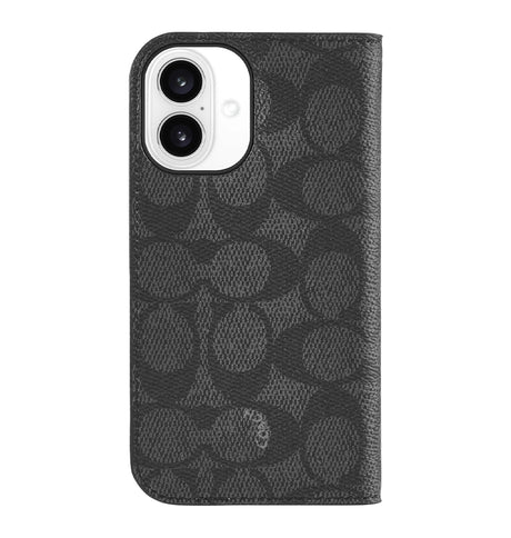 iPhone 16 Folio Case – Signature Charcoal | Coach Premium Protective Cover with Slim, Stylish & Durable Design image 0