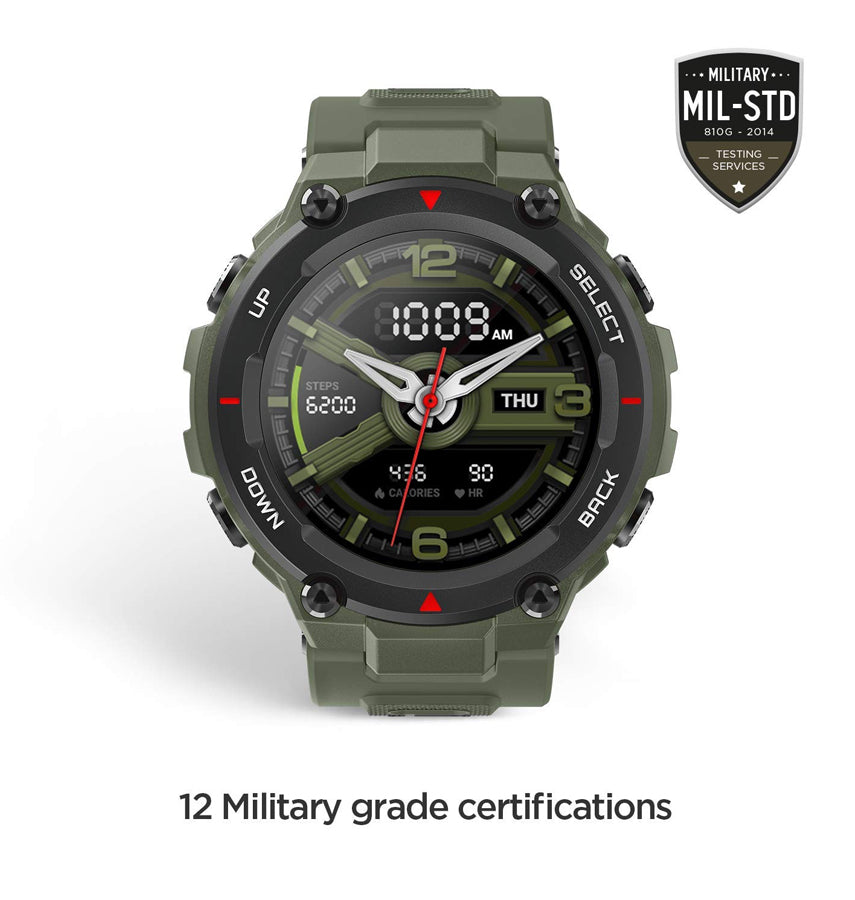 Amazfit T - Rex Army Green Sport Band - Heavy - Duty TPU, Sweatproof, Adventure - Ready Design image 2
