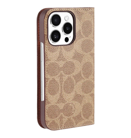 iPhone 16 Pro Folio Case – Signature Tan | Coach Premium Protective Cover with Slim, Stylish & Durable Design image 1
