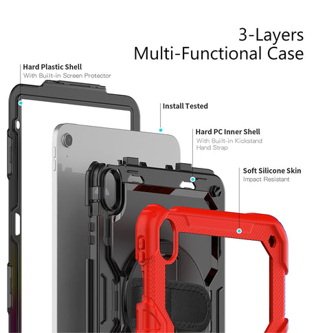 Apple iPad Pro 13" (2024) Case - Rainbow Red | Survivor Generic 360 Rotating Hand Strap Stand, Protective Cover image 3