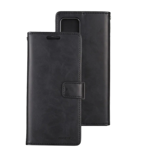 iPhone 15 Wallet Case – Black | Goospery Mercury Bluemoon Premium Leather Flip Cover with Zippered Coin Pocket & Military-Grade Protection image 0