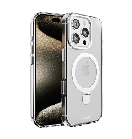 iPhone 16 Pro MVR Stellar Stand Case - Silver | Kickstand Protective Back Cover image 0