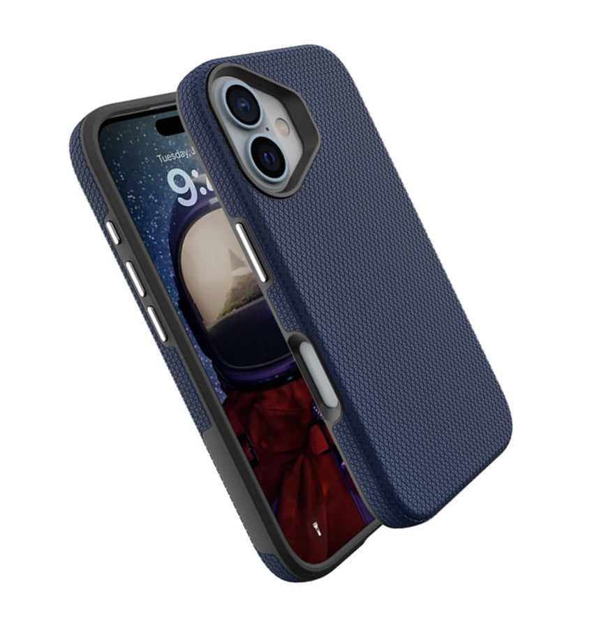 iPhone 16 Plus Triangle Pattern MagSafe Case - Navy Blue | Rugged Shockproof Back Cover image 1