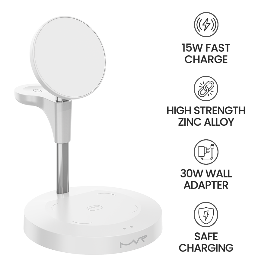 MVR 3 – in – 1 Wireless Charging Station - Black | 15W, MagSafe Compatible Charger image 4