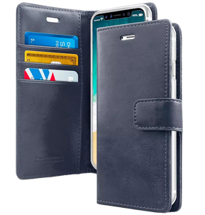iPhone 12/12 Pro Wallet Case – Navy Blue | Goospery Mercury Bluemoon Premium Dairy Flip Cover image 0