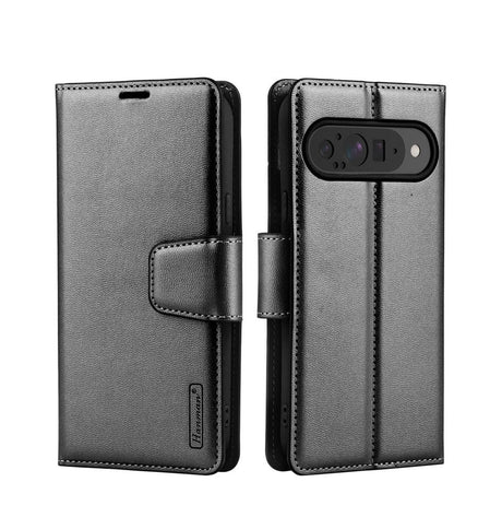 Google Pixel 9 Pro Diary Case - Black | Hanman Fold Cover with Clasp & Card Holder Protection image 1