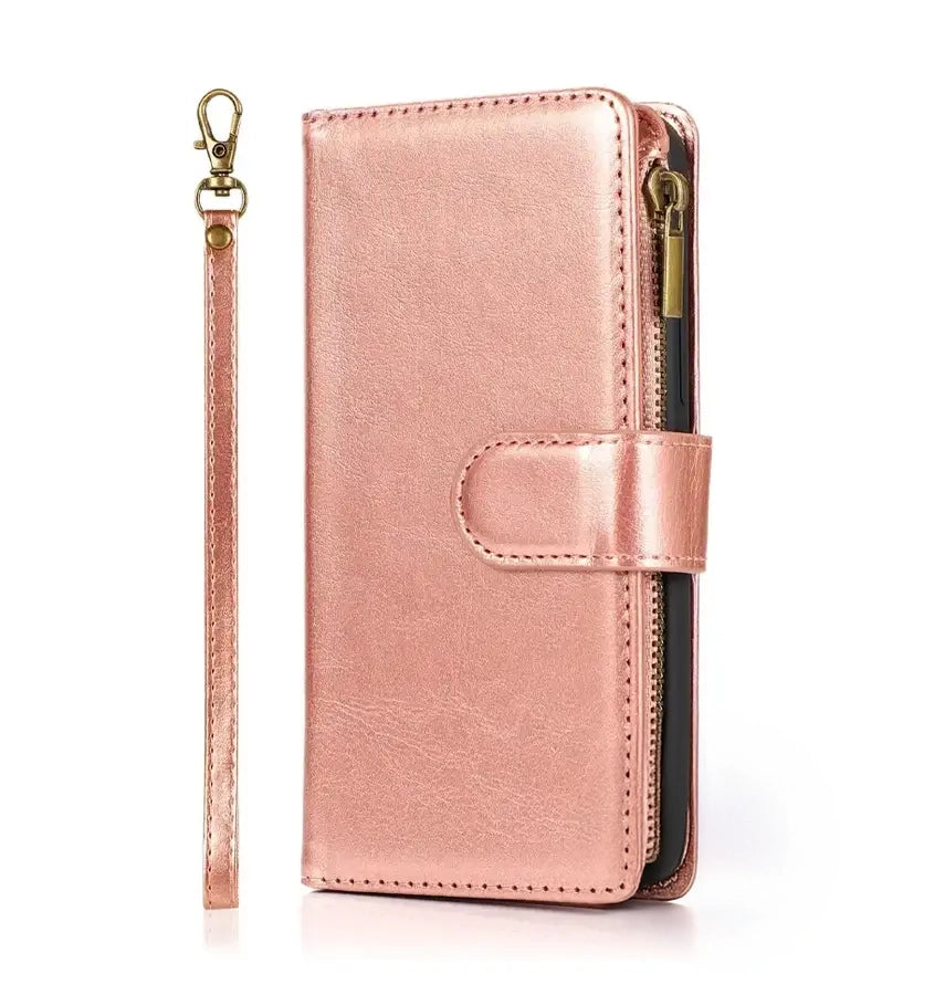 iPhone 17 Zipper Wallet Case – Rose Gold | All-Around Protection, Cash Pocket, Detachable Strap image 0