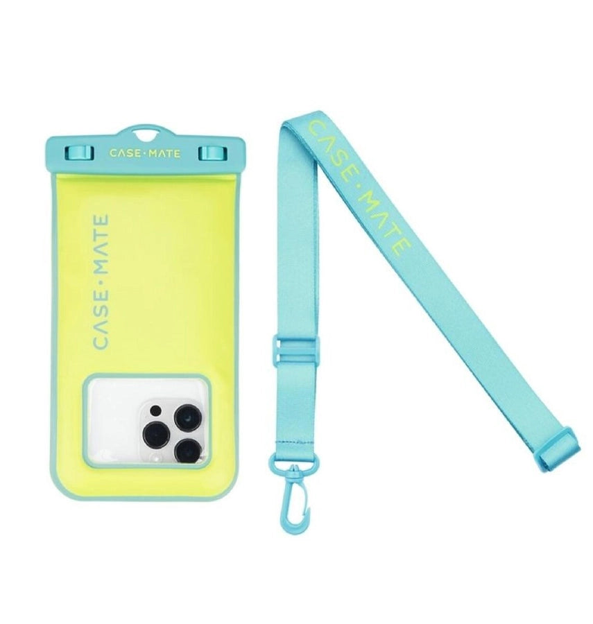 Case-Mate Waterproof Floating Pouch – Universal Lime/Blue | Durable & Protective iPhone & Smartphone Accessory image 1