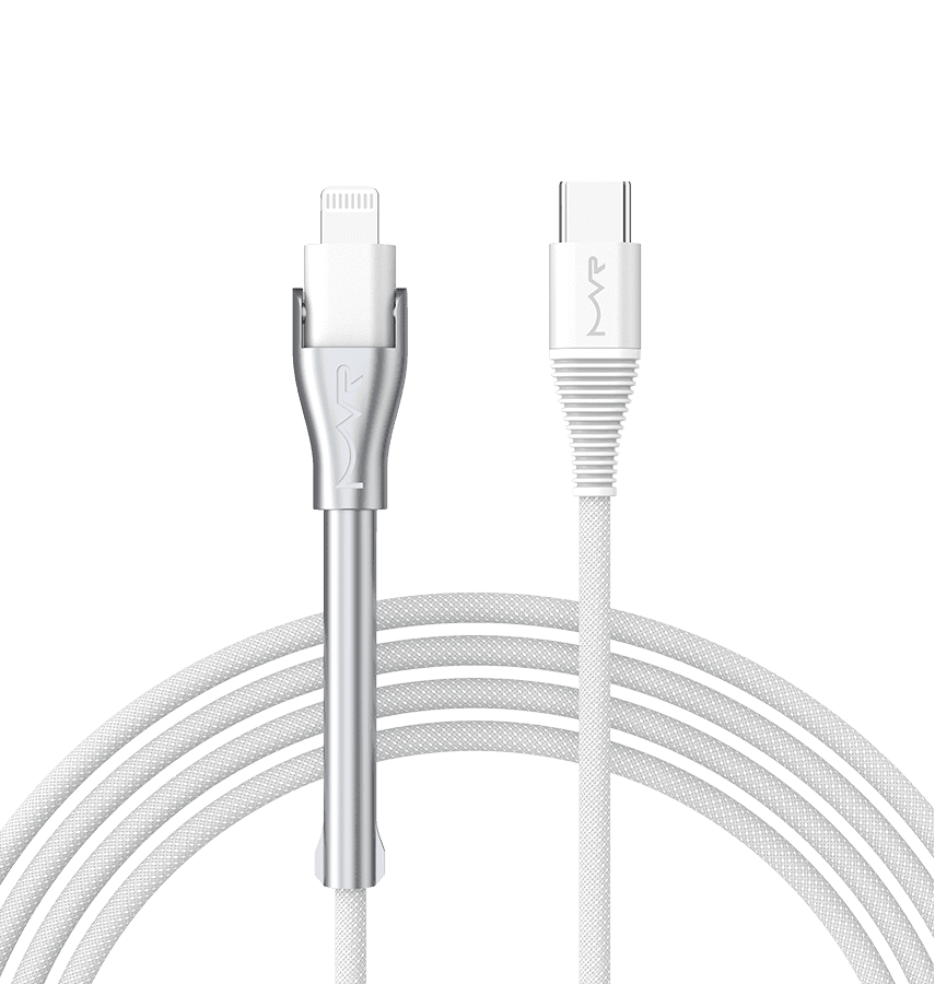 MVR Lightning Cable - White | MFi Certified 1.2m USB C, Fast Charging with Phone Stand image 0