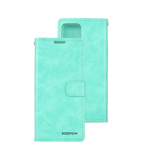 iPhone 15 Wallet Case – Mint Green | Goospery Mercury Bluemoon Soft-Touch Flip Cover with Mirror image 0