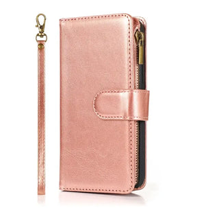iPhone 17 Pro Zipper Wallet Case – Rose Gold | Multi-Slot Leather Wallet, Zipper Closure, MagSafe Compatible image 0