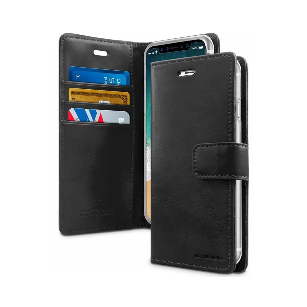 Samsung A52 4G/5G & A92 Diary Case - Black | Mercury Bluemoon Flip Cover with Card Slots & Full Protection