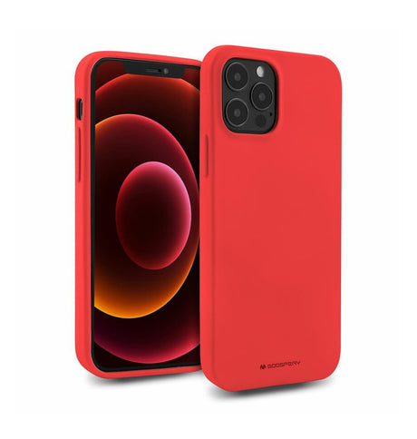 iPhone 14 Pro Silicone Case – Red | Goospery Mercury Premium Microfiber Lining with Anti-Slip Grip