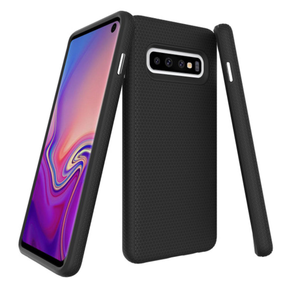 Samsung S10 Plus Triangle Case - Black | Dual-Layer Cover with Magnetic Mount Compatibility