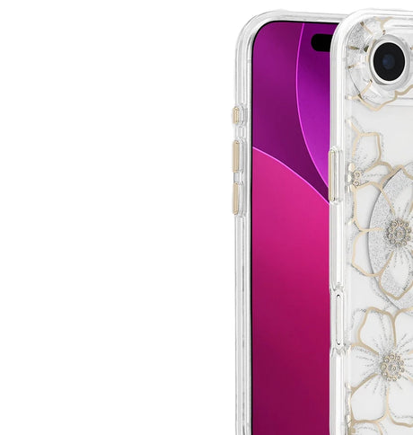 iPhone 17 Air Floral Gems MagSafe Case – Gold | Case-Mate Stylish Protective Cover with Slim, Durable & Drop Protection image 1