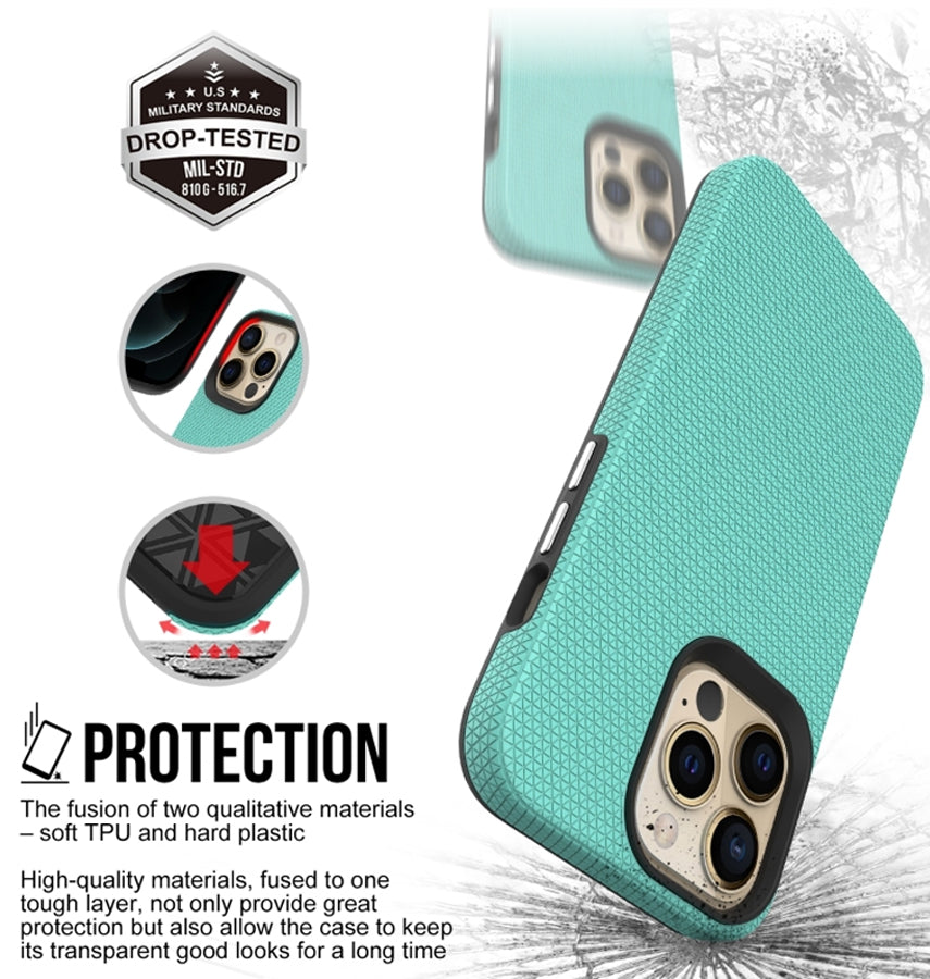 iPhone 15 Pro Triangle Pattern MagSafe Case - Mint Green | Rugged Shockproof Back Cover image 4