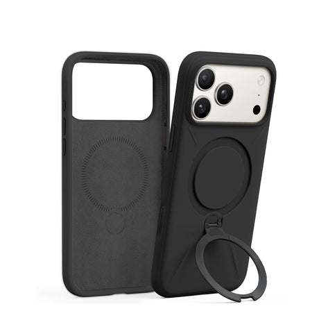 iPhone 17 Pro Max Spin Grip Stand Case - Black | Rotating Kickstand Cover with Everyday Protection image 0