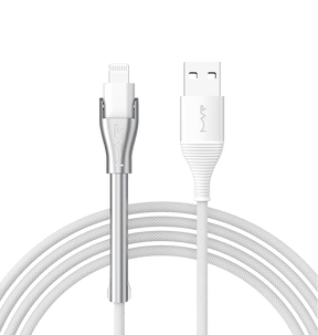 MVR Lightning Cable - White | MFi Certified 1.2m USB A, Fast Charging with Phone Stand image 0