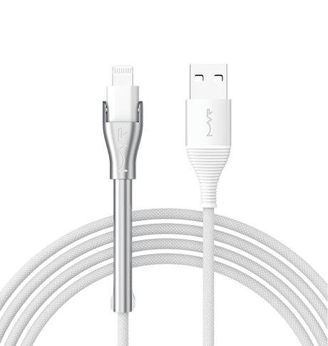 MVR Lightning Cable - White | MFi Certified 1.2m USB A, Fast Charging with Phone Stand image 0
