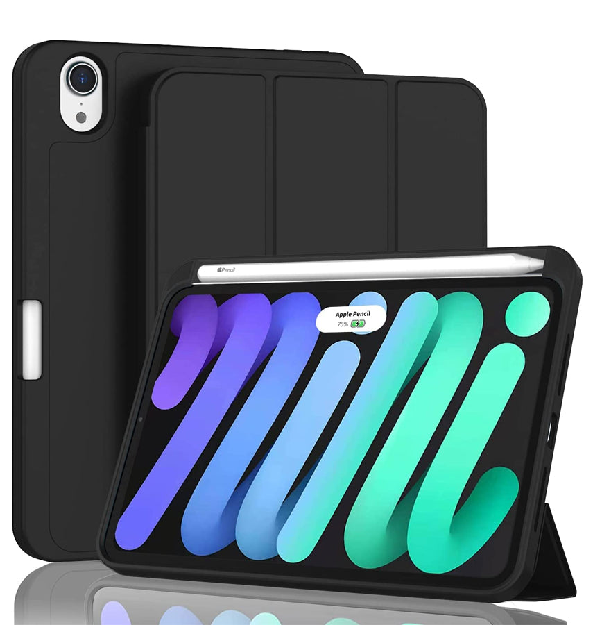 Apple iPad Mini (6th/7th Gen) Case - Black| Canvas Smart Case with Apple Pencil Slot, Shockproof & Scratch - Resistant Protective Cover image 0