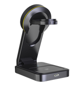 MVR Portable 3 - in - 1 Magnetic Charger - Black | Foldable Travel Charging Station for iPhone, AirPods & Apple Watch image 1