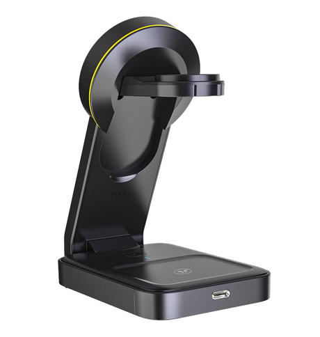 MVR Portable 3 - in - 1 Magnetic Charger - Black | Foldable Travel Charging Station for iPhone, AirPods & Apple Watch image 1