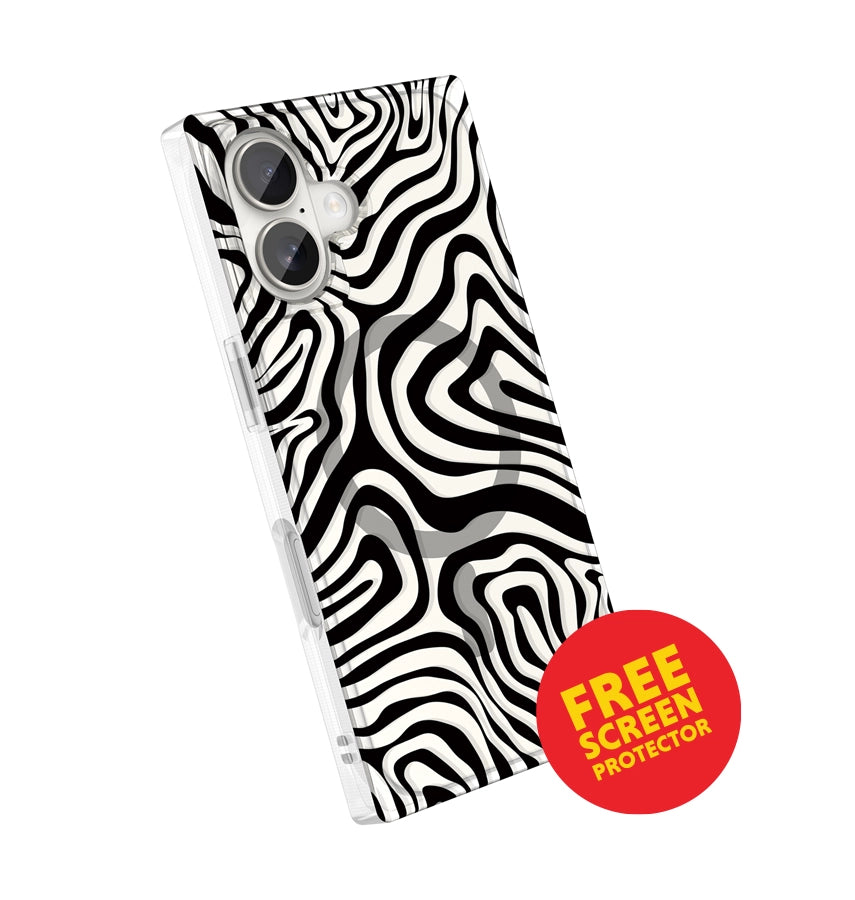 iPhone 17 BoxedIn Case – Mono Swirl | MVR  Marbleised Swirl Design, Modular Customization, Wireless Charging Friendly image 0