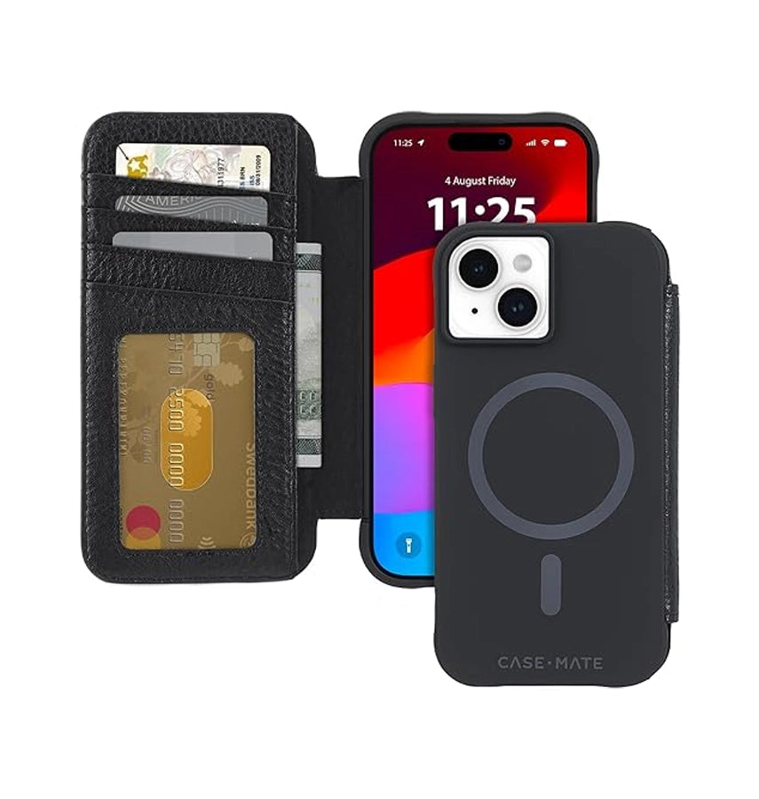 iPhone 15 MagSafe Wallet Case– Black | Case-Mate Folio Cover with Card Holder image 0
