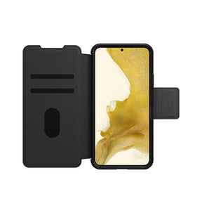 Samsung S22 Plus 5G Case – Shadow Black | OtterBox Strada Series Genuine Leather Folio Stylish & Protective Cover image 0