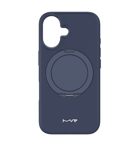 iPhone 16 MVR Liquid Silicone Stand Case - Navy Blue | Soft - Touch, Adjustable Kickstand image 0