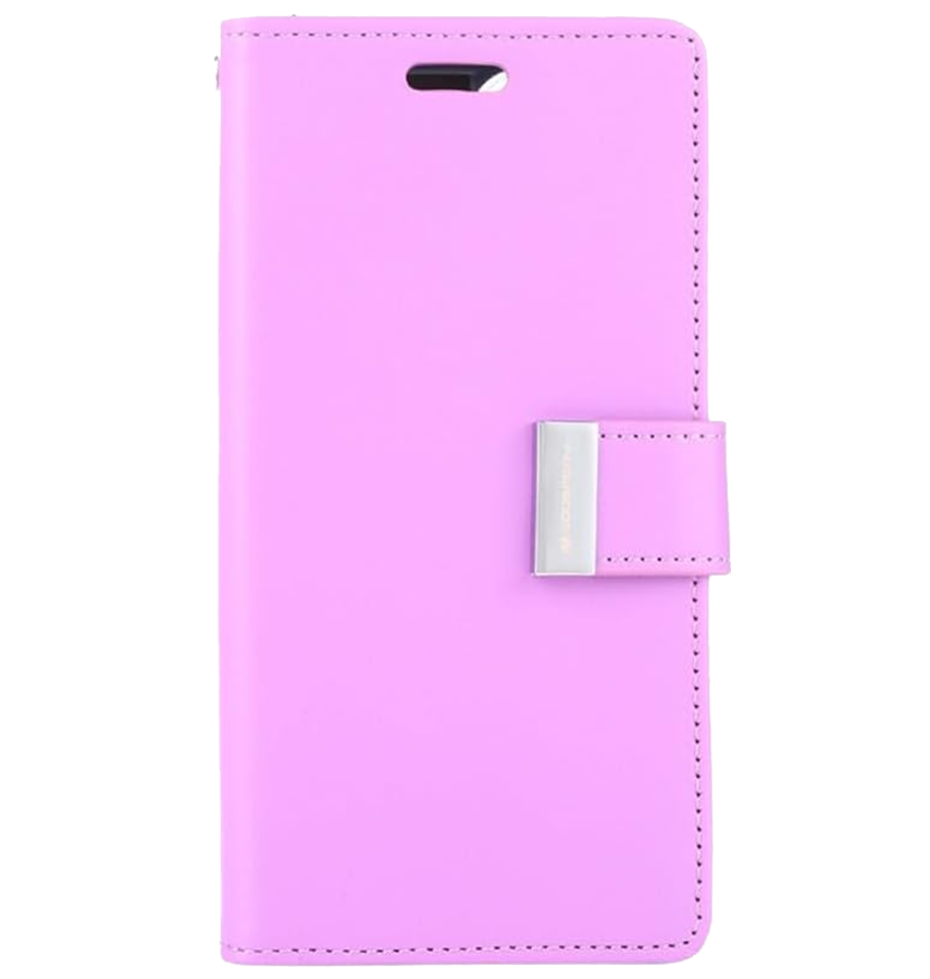 iPhone 12/12 Pro Wallet Case – Purple & Navy | Goospery Mercury Rich Diary Genuine Leather Flip Cover with Card Slots image 0