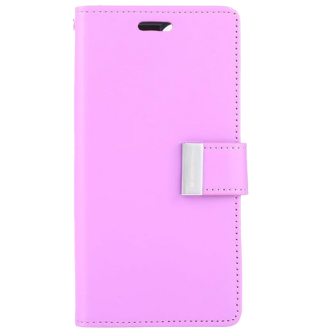 iPhone 12/12 Pro Wallet Case – Purple & Navy | Goospery Mercury Rich Diary Genuine Leather Flip Cover with Card Slots image 0