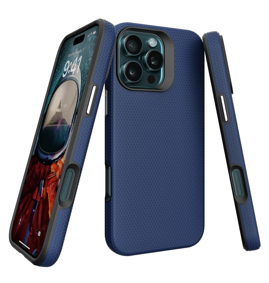 iPhone 16 Pro Triangle Pattern MagSafe Case - Navy Blue | Rugged Shockproof Back Cover image 3
