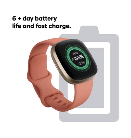 Fitbit Versa 3 Smartwatch - Pink Gold Aluminum Case with 6+ Day Battery &amp; Built - in GPS image 3