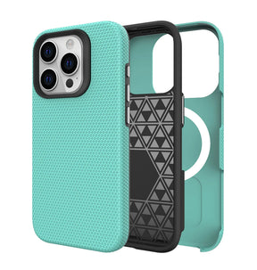 iPhone 12/12 Pro Triangle Pattern Generic Case - Mint Green | Rugged Shockproof Back Cover image 0