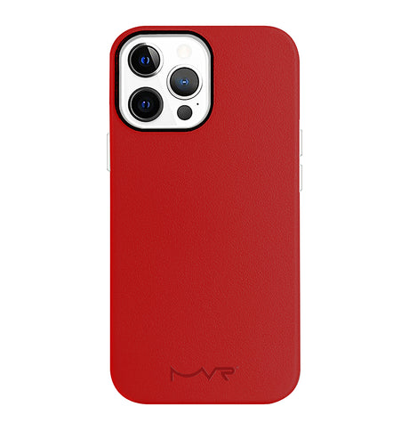 iPhone 13 Pro Max Nappa Leather MagSafe Case – Red | MVR Premium Leather, Slim Fit, Durable Protection image 0