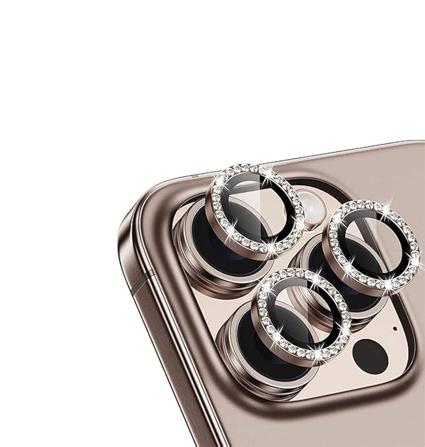 iPhone 17 Pro Max/17 Pro/16 Pro Max/16 Pro Glam Camera Lens  – Rose Gold | MVR Diamond-Cut Frame, 9H Sapphire Glass, Anti-Fingerprint Coating image 0