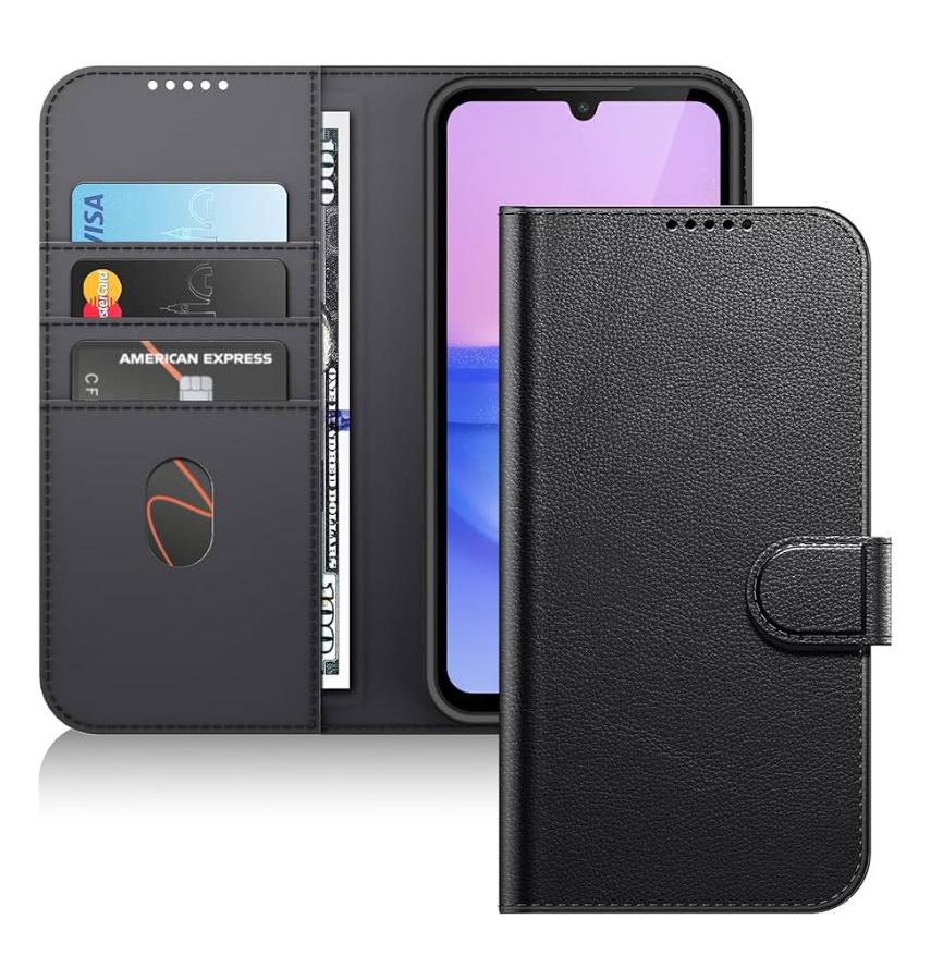 Samsung Galaxy A15 Wallet Flip Case - Black | Hanman Diary Shockproof Protective Back Cover image 0