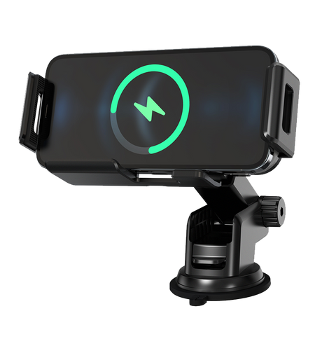MVR Z1 15W Wireless Charging Car Holder with 90-Degree Rotation - Black image 0