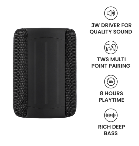 MVR Mini Bluetooth Speaker - Black | HD Sound Compact, IPX5 Waterproof & 12H Playtime image 5