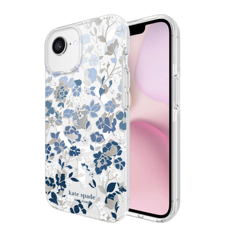 iPhone 16E/15/14/13 Flowerbed Blue MagSafe Case – Clear/Blue | Kate Spade Protective Cover with Stylish, Slim & Durable Design image 1