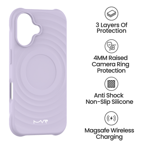 iPhone 16 Plus MVR Wave Silicone Case - Lavender | Shockproof & Slim Fit Back Cover image 4